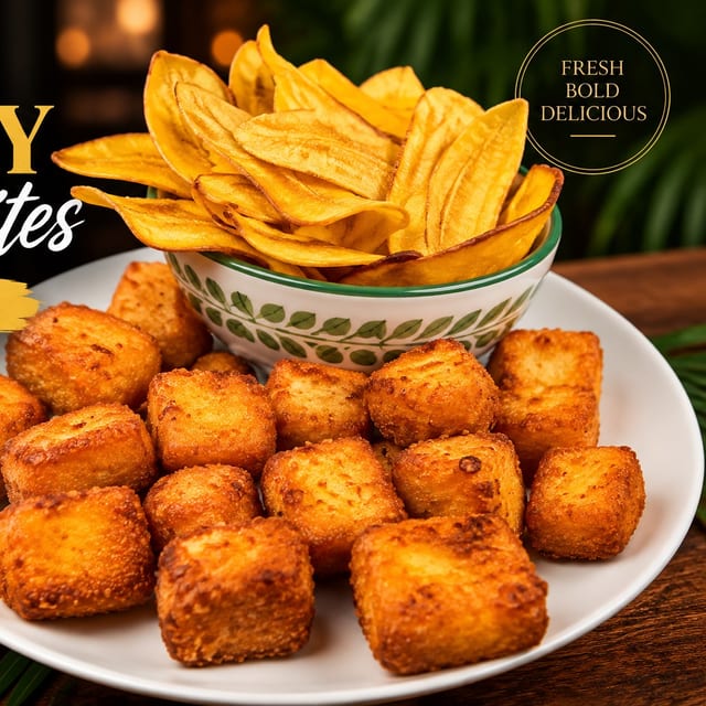 Fried Plantain Chips with Cheese.