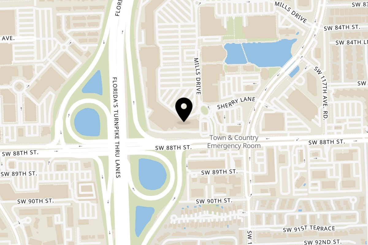 Map showing the location of Fogatas Miami Kendall on 8732 Mills Dr in Kendall